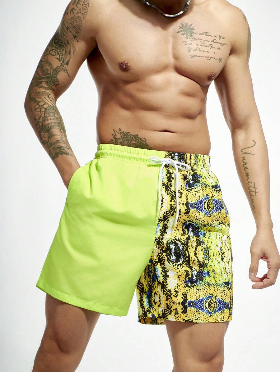 Surfspeed Nam In Vá lại Eo dây rút Quần short đi biển - Màu xanh chanh - Xem 1