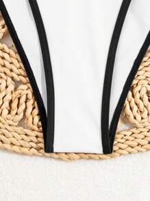 SHEIN Swim Color Block Separated Bikini Set, 2pcs/Set Summer Beach - Black and White - View 5