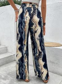 SHEIN LUNE Loose Fit Marble Printed Casual Straight Leg Pants Fall Cloth For Women - Multicolor - View 2