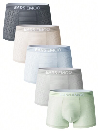 Men's Simple Solid Color Fashionable Boxer Briefs (5pcs/Set)
