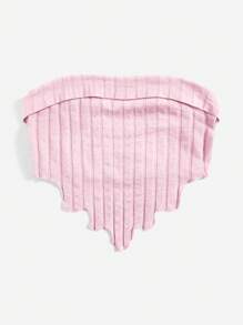 SHEIN EZwear Knitted Asymmetric Hem Tube Top For Women - Pink - View 3