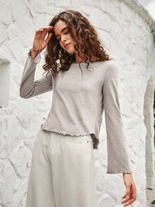 Bohemela 女士純色喇叭袖t恤 - 米色 - 查看 5