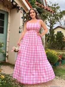 Sunnyshic Kích thước lớn Của phụ nữ Kẻ sọc Dây đeo Đầm - Nhiều màu - Xem 1