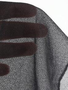 DAZY 女士露肩幻觉网眼长袖衬衫，适合派对/学校活动 - 黑色 - 查看 9