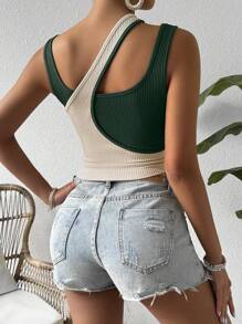 Chiquease Women's Colorblock Fashionable Tank Top - Green - View 2