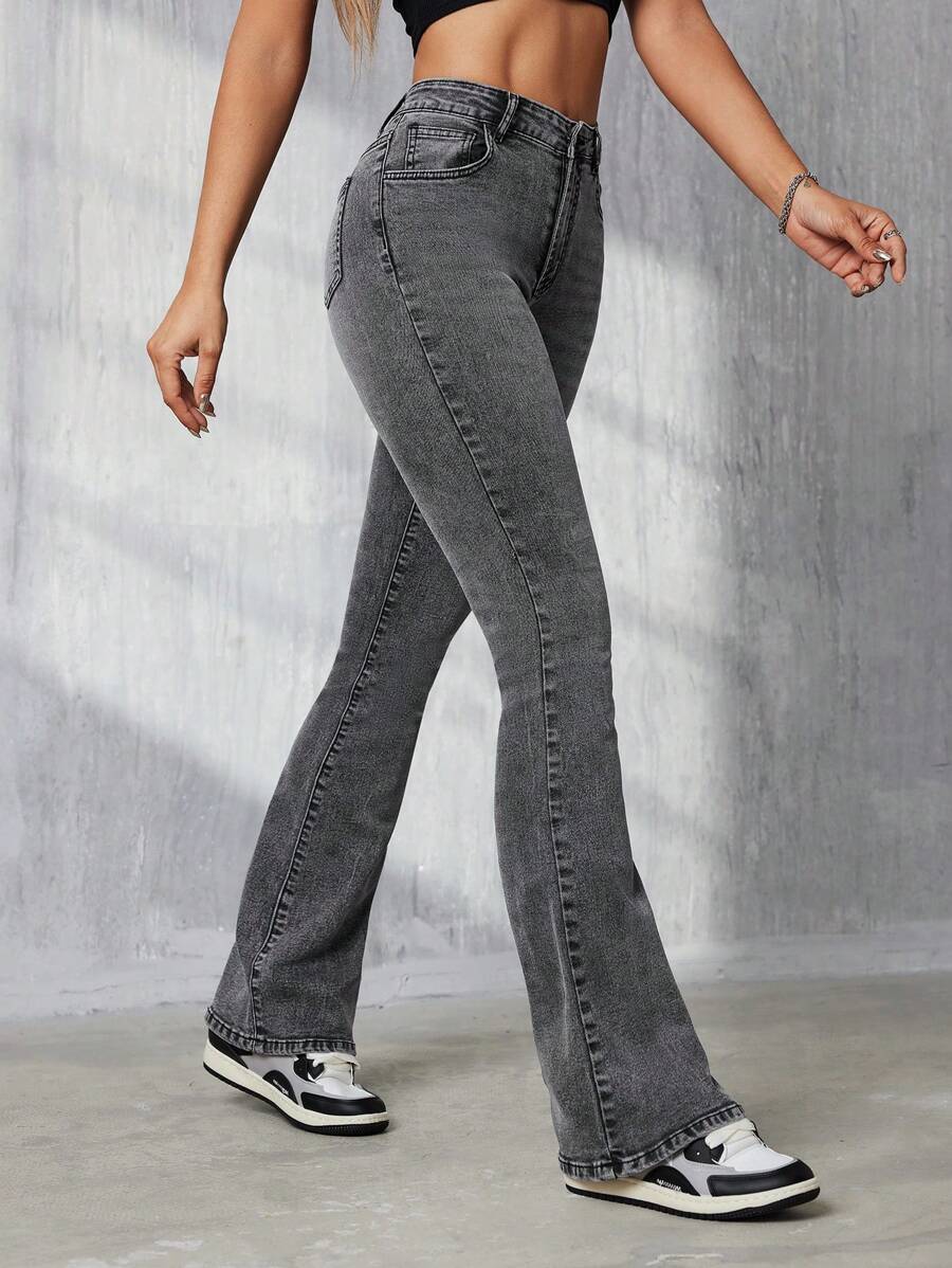 SHEIN Tall Flared Jeans - Grey - View 1