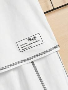 SHEIN Baby Boy's Decorative Button Up Collar Checked Contrast Stitching Sweatshirt And Jogger Pants Set