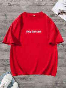 Manfinity EMRG Men's Plus Size Character & Letter Printed T-Shirt - Red - View 2