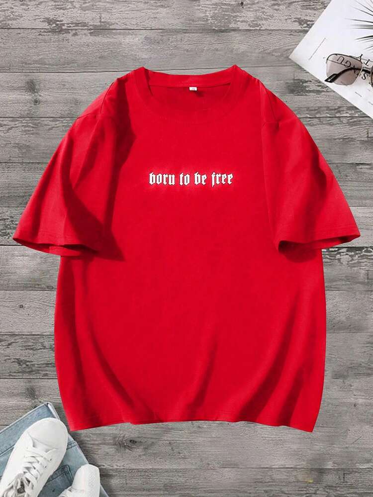 Men's Plus Size Character & Letter Printed T-Shirt