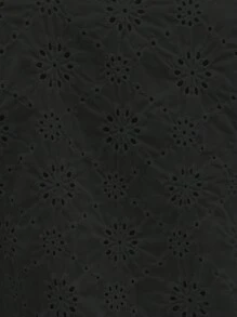 SHEIN LUNE Màu thuần Xu hướng: Cắt giảm Thêu Cổ chữ V Áo sơ mi - màu đen - Xem 7