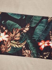 GENTILAND Nam Dệt kim Áo ba lỗ Với In thực vật - Màu Khaki - Xem 4