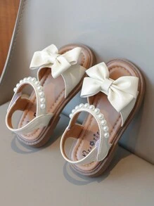 女童扁平涼鞋,適用於幼兒和小童 - 米色 - 查看 1