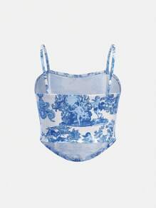 SHEIN Girlism Tween Girl Casual Knit Angel Pattern Printed Tank Top For Spring/Summer - Multicolor - View 2