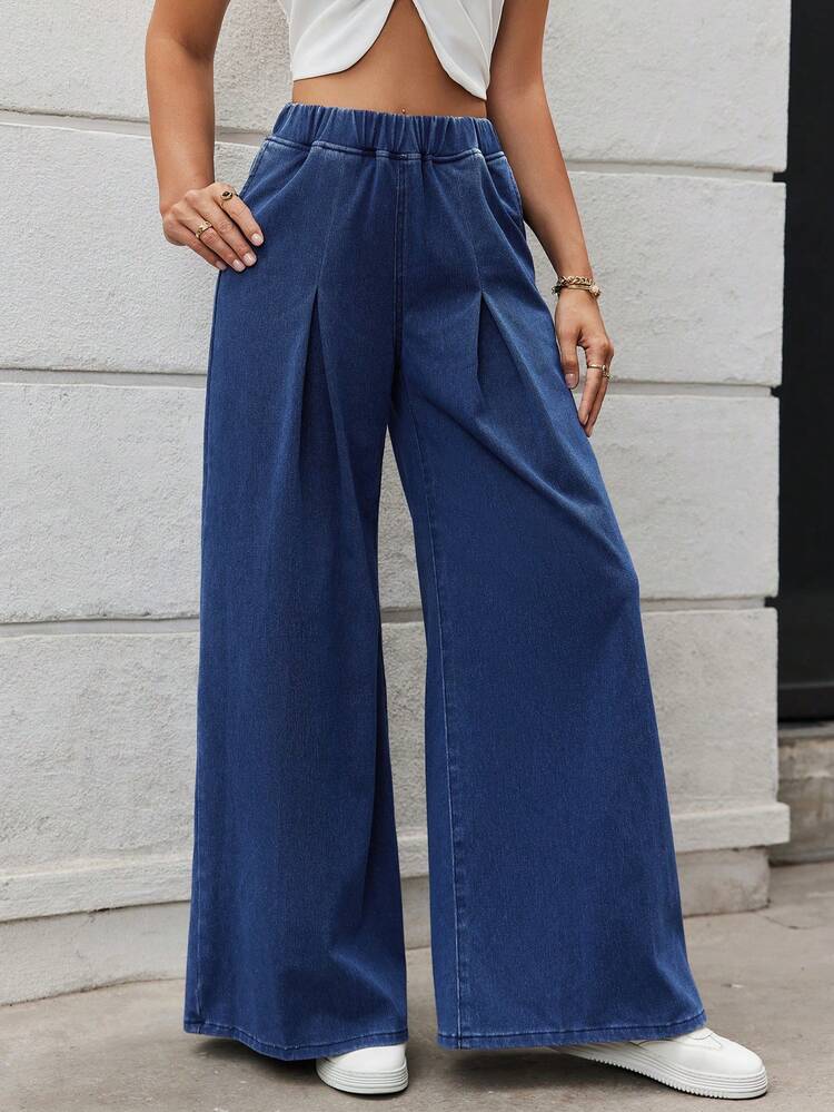 Comfortable And Loose Women's Wide-Leg Jeans In Blue For Casual Wear