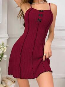 Women's Bowknot Decorated Home Pajama Dressing Gown