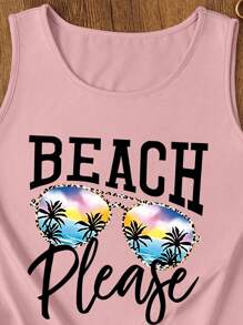 INAWLY Women's Sunglasses & Palm Tree Print Tank Top For Summer Graphic Tees Women Tops