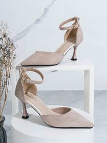 Fashion New Women's High Heeled Shoes Pointed Toe Stiletto Heels Hollow Out Beige Pumps - Apricot - View 5