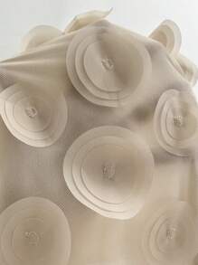 SHEIN Privé 女士優雅的雪紡衫,採用3d花瓣設計和燈籠袖,使用雪紡面料製成 - 杏色 - 查看 5