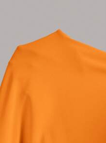 SHEIN EZwear Kích thước lớn Dệt kim Màu thuần Không tay Váy bodycon - trái cam - Xem 4