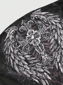 ROMWE Y2K Gothic Rock Cross & Wing Printed Women Tube Top
