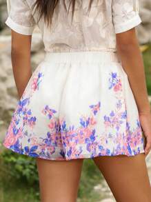 Anewsta Women's Floral Printed Loose Shorts - Blue - View 2