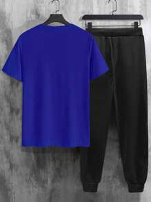 Manfinity Homme Men Plus Letter Graphic Tee & Sweatpants - Multicolor - View 2