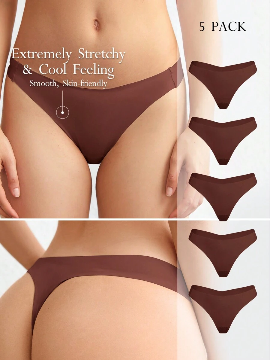Ocili Leisure Solid Seamless Low Rise Brief Back Side Seams - Coffee Brown - View 1