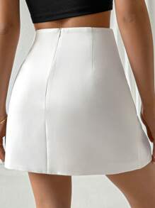 Firerie Falda de envoltura con dobladillo de tulipán para mujer, elegante y perfecta para el commuting - Blanco - Ver 2