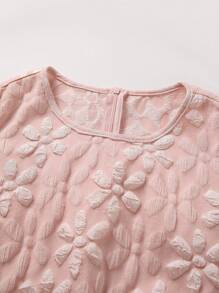SHEIN Unity Vestido De Talla Grande Sin Mangas Con Patrón En Relieve Y Cuello Redondo - Rosa - Ver 5