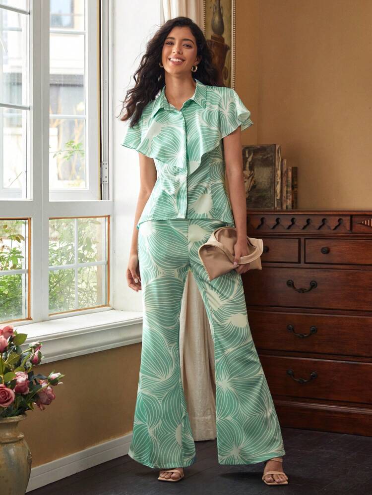 Designer Boho Bohemian Floral Flower Print Loose Fit Casual Flared Pants, Women Pants, For Summer, Holiday, Vacation, Festival, Ibiza Fits