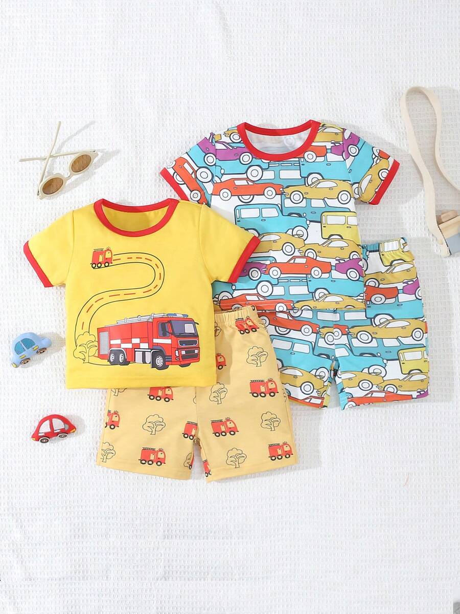 男孩可愛有趣的短袖夏季套裝