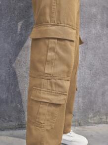 Manfinity Hypemode 男士蓋袋側貨褲 - 駝色 - 查看 6