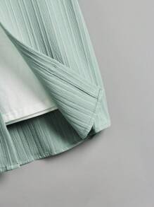 SHEIN Áo sơ mi ngắn tay cài cúc cổ chữ V giản dị và thoải mái cho bé trai Tween - Nhiều màu - Xem 5