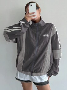 DAZY 女式字母印花拼色夹克，秋装