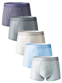 Men's Simple Basic Boxer Shorts (5pcs/Set) - Multicolor - View 5