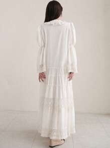 Dazy X KIMYOUJUNG 荷叶边装饰 V 领长袖连衣裙、荷叶边、秋季连衣裙