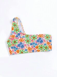 SHEIN Swim Áo bikini cổ lệch in hoa mùa hè - Nhiều màu - Xem 3