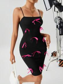 Chiquease 女士蝴蝶結裝飾背心裙 - 黑色 - 查看 5