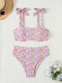 Swim Mod Summer Beach Plus Size Women's Floral Print Swimwear Bikini Set - Multicolor - View 1