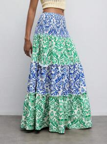 Maija Women's Floral Print Tiered Ruffle Hem Skirt, Suitable For Summer - Multicolor - View 5