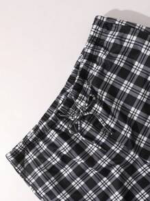 Manfinity Homme Men's Plus Size Waist Tie Plaid Jogger Pants