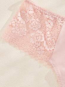 3pcs/Set Plus Size Women's Solid Color Lace Panties