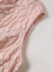 SHEIN Unity Vestido De Talla Grande Sin Mangas Con Patrón En Relieve Y Cuello Redondo - Rosa - Ver 4
