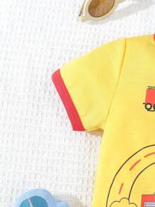 男孩可愛有趣的短袖夏季套裝