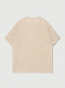 ROMWE MEN Street Life Men Slogan Graphic Tee - Khaki - View 2