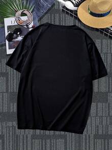 男士圓領t恤,印有風景和文字 - 黑色 - 查看 2