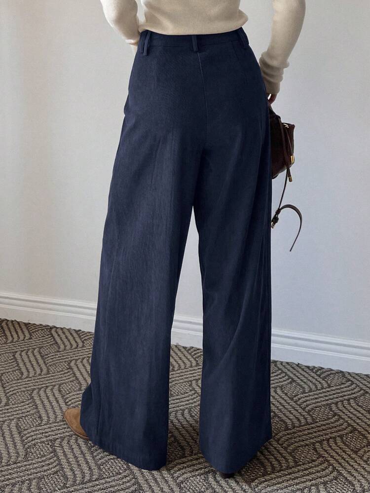 Women's Loose Fit Thick Corduroy Wide Leg Pants, Casual Street Style, Autumn/Winter