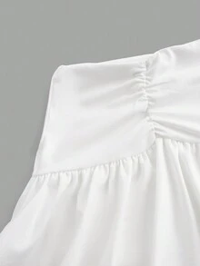 SHEIN Qutie 女士褶皱纯色不对称下摆半身裙音乐节 - 白色 - 查看 3