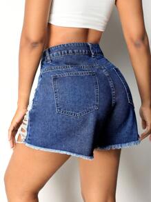 SHEIN SXY Podarte Raw Edge Spodenki dżinsowe