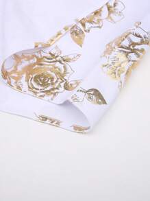 Men's Floral Print Foil Long Sleeve Shirt, Fall - White - View 5